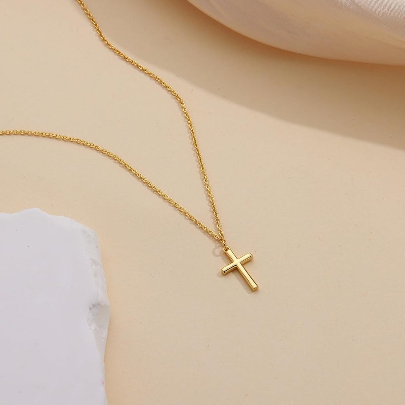 Poxtex Cross Necklace for Women Girls, Dainty 14K Gold Silver Plated Cross Choker Pendant Jewelry Non Tarnish Waterproof Trendy Cute Simple Small Necklace Easter Christian Baptism Religious Faith Jewelry Gifts - Image 5